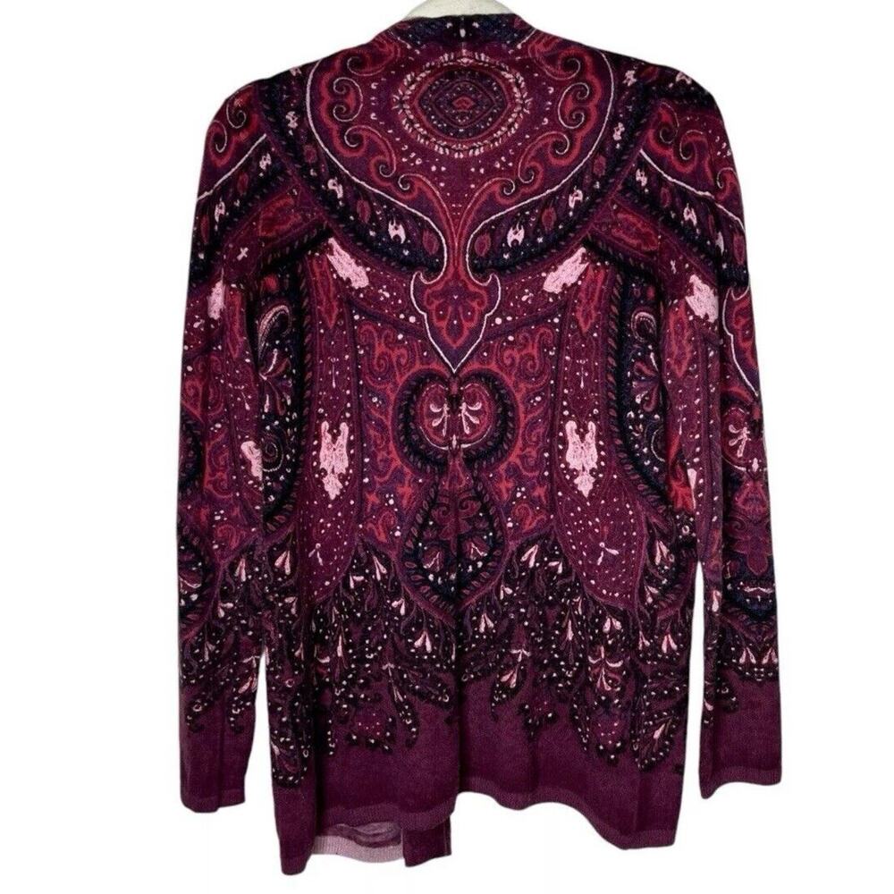 Talbots Sweater Womens Petite Medium MP Cardigan Paisley Wool Blend cottagecore
